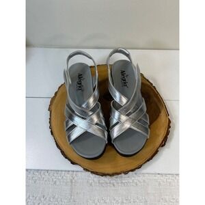 Alegria Myka Silver Flash Comfort Criss Cross Slingback Sandals Size 8